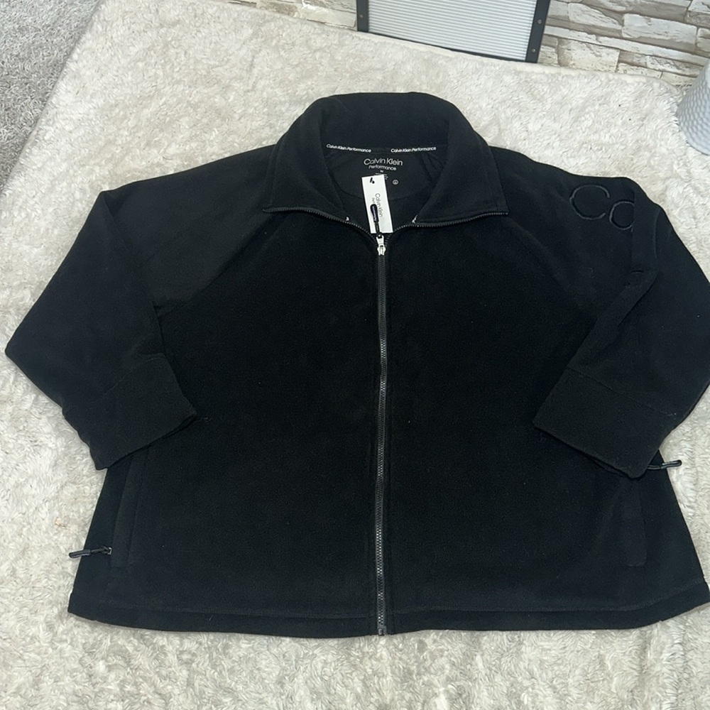 Calvin Klein Performance 3X Black Zip-Up Fleece Jacket